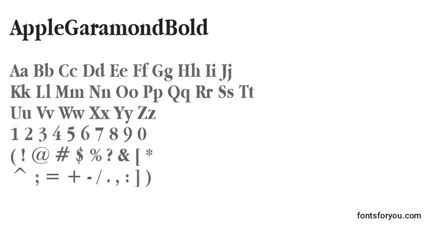 Шрифт AppleGaramondBold – алфавит, цифры, специальные символы