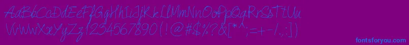 Fonte PwQuickWrite – fontes azuis em um fundo violeta