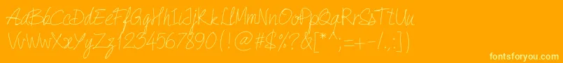 PwQuickWrite-Schriftart – Gelbe Schriften auf orangefarbenem Hintergrund