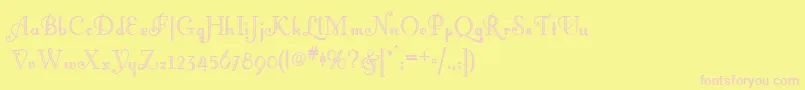ArtemisDeco-fontti – vaaleanpunaiset fontit keltaisella taustalla