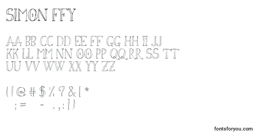 Czcionka Simon ffy – alfabet, cyfry, specjalne znaki