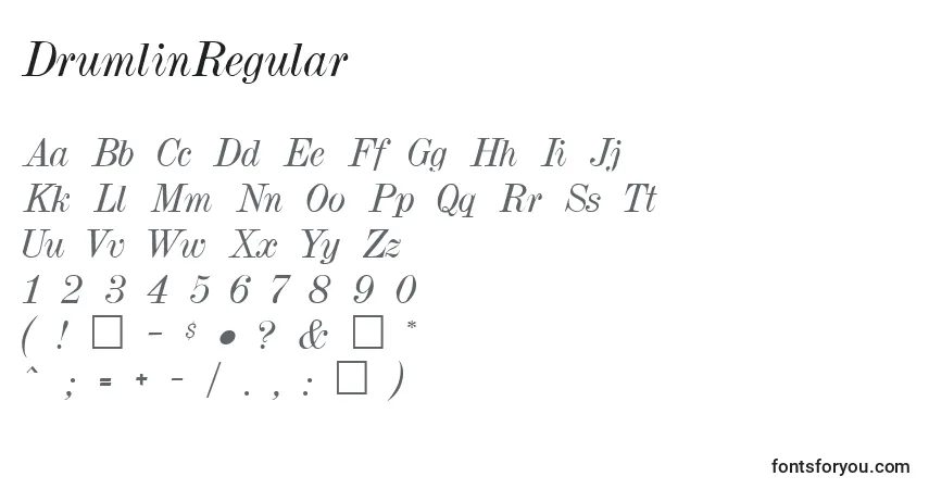 DrumlinRegular Font – alphabet, numbers, special characters