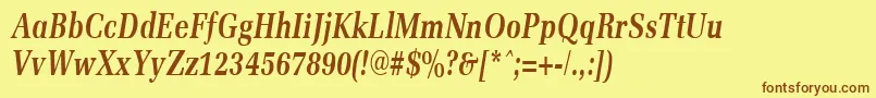 MemoircondensedBoldItalic-fontti – ruskeat fontit keltaisella taustalla