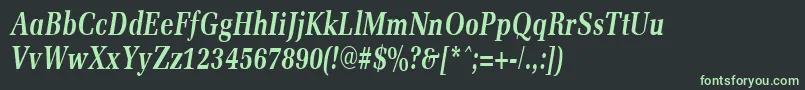 MemoircondensedBoldItalic-fontti – vihreät fontit mustalla taustalla