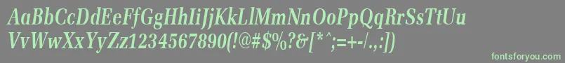 フォントMemoircondensedBoldItalic – 灰色の背景に緑のフォント