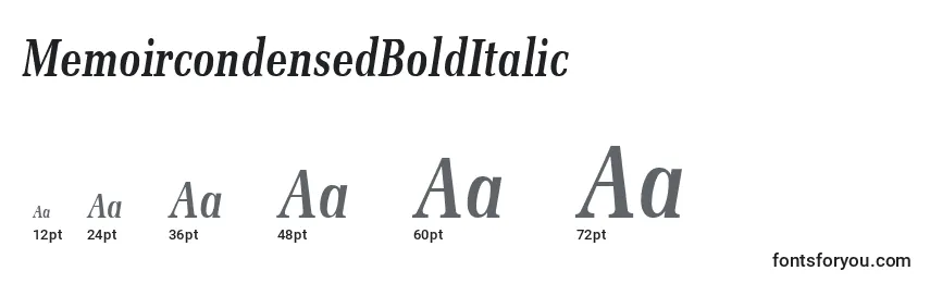Размеры шрифта MemoircondensedBoldItalic