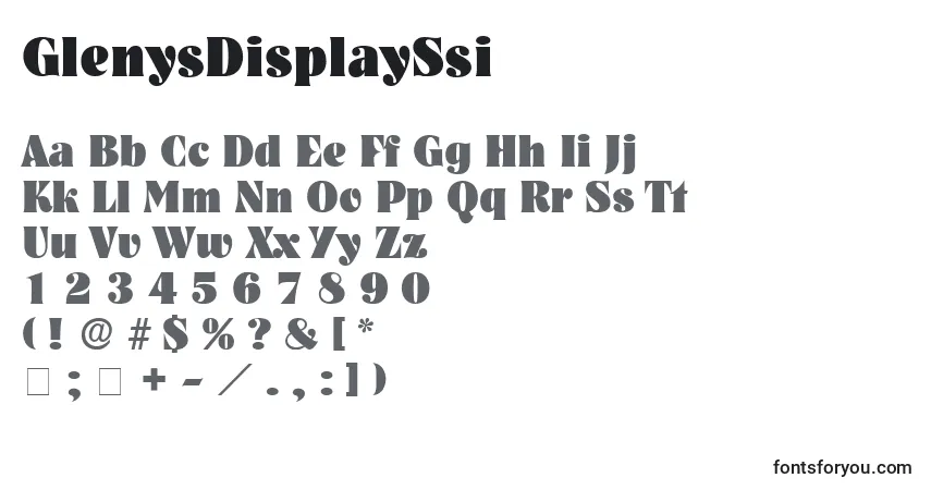 Czcionka GlenysDisplaySsi – alfabet, cyfry, specjalne znaki