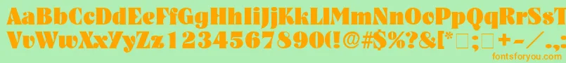 フォントGlenysDisplaySsi – オレンジの文字が緑の背景にあります。