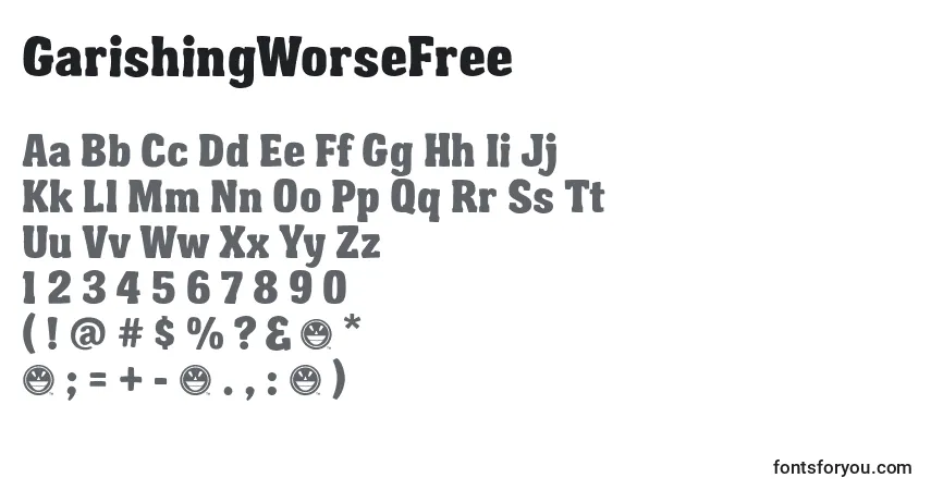 Fuente GarishingWorseFree (49534) - alfabeto, números, caracteres especiales