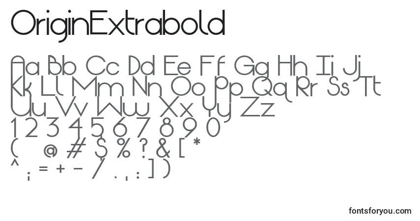 A fonte OriginExtrabold – alfabeto, números, caracteres especiais