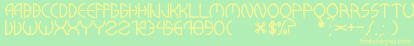 KuwaRonmcieQ Font – Yellow Fonts on Green Background