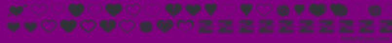 SexyLoveHearts2-Schriftart – Schwarze Schriften auf violettem Hintergrund