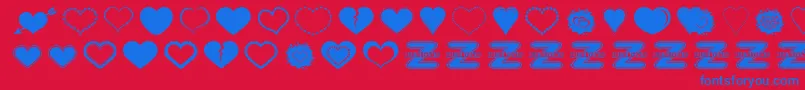 SexyLoveHearts2-Schriftart – Blaue Schriften auf rotem Hintergrund