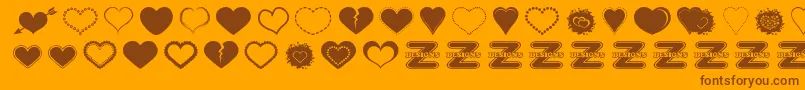 SexyLoveHearts2 Font – Brown Fonts on Orange Background