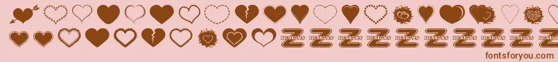 SexyLoveHearts2 Font – Brown Fonts on Pink Background