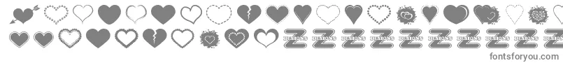 SexyLoveHearts2-Schriftart – Graue Schriften auf weißem Hintergrund