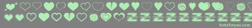 SexyLoveHearts2-Schriftart – Grüne Schriften auf grauem Hintergrund