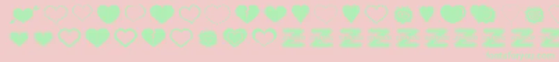 SexyLoveHearts2-Schriftart – Grüne Schriften auf rosa Hintergrund