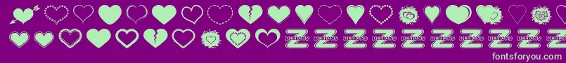 SexyLoveHearts2 Font – Green Fonts on Purple Background