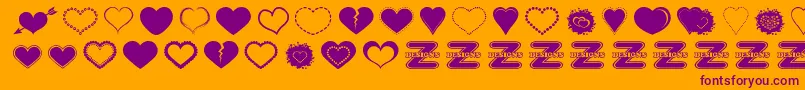 SexyLoveHearts2-Schriftart – Violette Schriften auf orangefarbenem Hintergrund