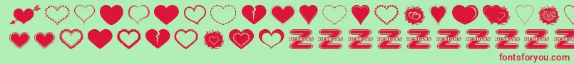 Шрифт SexyLoveHearts2 – красные шрифты на зелёном фоне