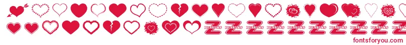 SexyLoveHearts2-Schriftart – Rote Schriften auf weißem Hintergrund