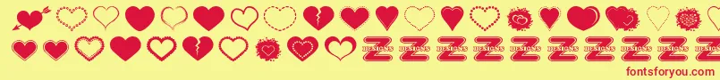 Police SexyLoveHearts2 – polices rouges sur fond jaune