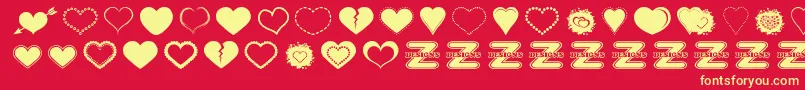 SexyLoveHearts2 Font – Yellow Fonts on Red Background