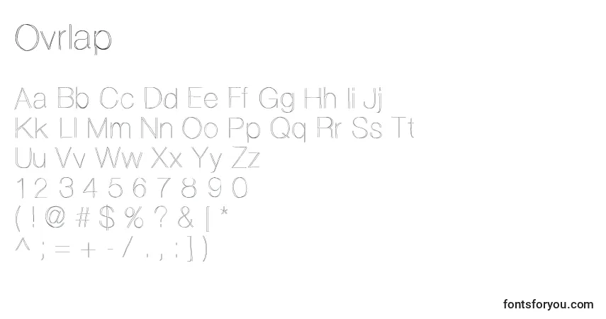 Czcionka Ovrlap – alfabet, cyfry, specjalne znaki