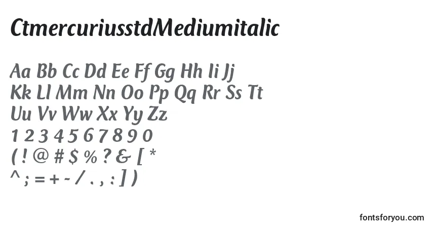 Шрифт CtmercuriusstdMediumitalic – алфавит, цифры, специальные символы