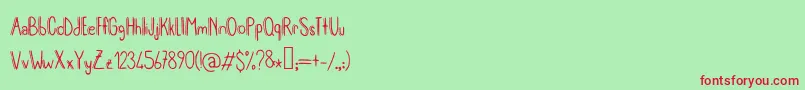 MeryjaneV2 Font – Red Fonts on Green Background