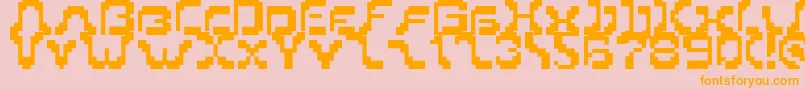Pixoriental9-Schriftart – Orangefarbene Schriften auf rosa Hintergrund