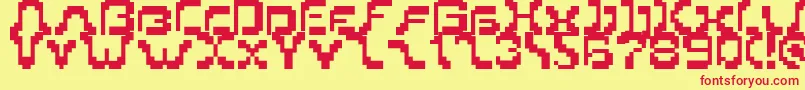 Fonte Pixoriental9 – fontes vermelhas em um fundo amarelo