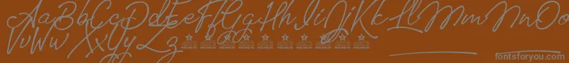 TomatoesPersonalUse-Schriftart – Graue Schriften auf braunem Hintergrund