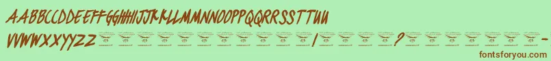 BlackjacketboysBolditalic Font – Brown Fonts on Green Background