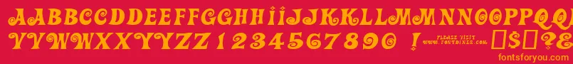 Actioniswiderjl-Schriftart – Orangefarbene Schriften auf rotem Hintergrund