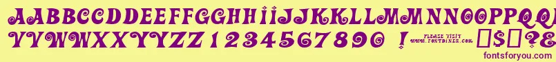 Actioniswiderjl-Schriftart – Violette Schriften auf gelbem Hintergrund