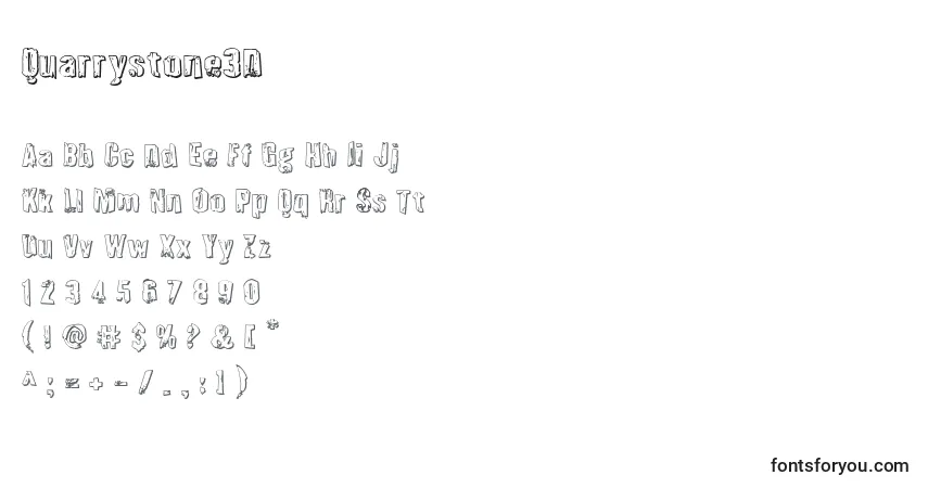 Czcionka Quarrystone3D – alfabet, cyfry, specjalne znaki