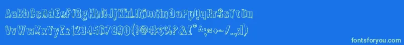 Quarrystone3D-Schriftart – Grüne Schriften auf blauem Hintergrund