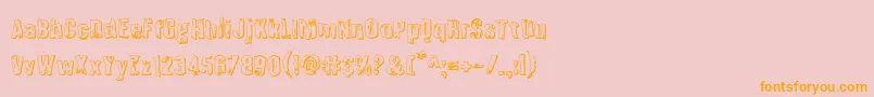 Quarrystone3D-Schriftart – Orangefarbene Schriften auf rosa Hintergrund