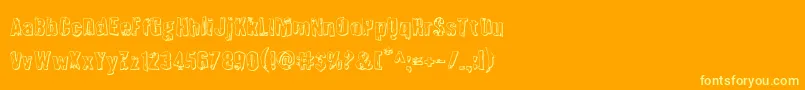 Шрифт Quarrystone3D – жёлтые шрифты на оранжевом фоне