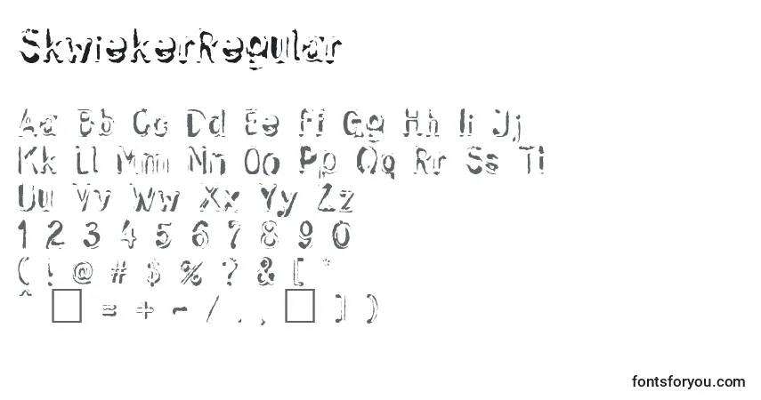 A fonte SkwiekerRegular – alfabeto, números, caracteres especiais