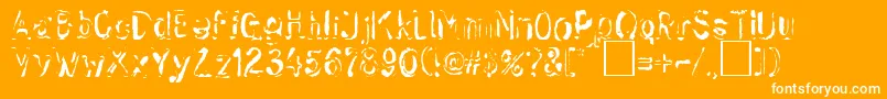 SkwiekerRegular-Schriftart – Weiße Schriften auf orangefarbenem Hintergrund