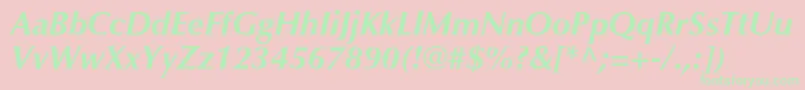 OptimaltstdBolditalic Font – Green Fonts on Pink Background