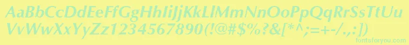 OptimaltstdBolditalic Font – Green Fonts on Yellow Background