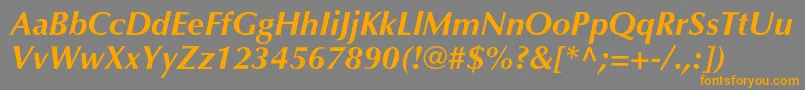Weitere Informationen zur OptimaltstdBolditalic-Schriftart OptimaltstdBolditalic-Schriftart – Orangefarbene Schriften auf grauem Hintergrund