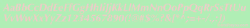 フォントOptimaltstdBolditalic – 緑の背景にピンクのフォント