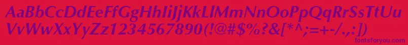 OptimaltstdBolditalic Font – Purple Fonts on Red Background