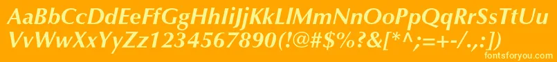 OptimaltstdBolditalic Font – Yellow Fonts on Orange Background