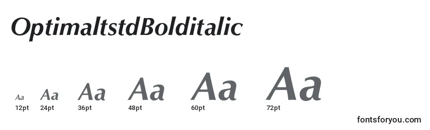 Размеры шрифта OptimaltstdBolditalic